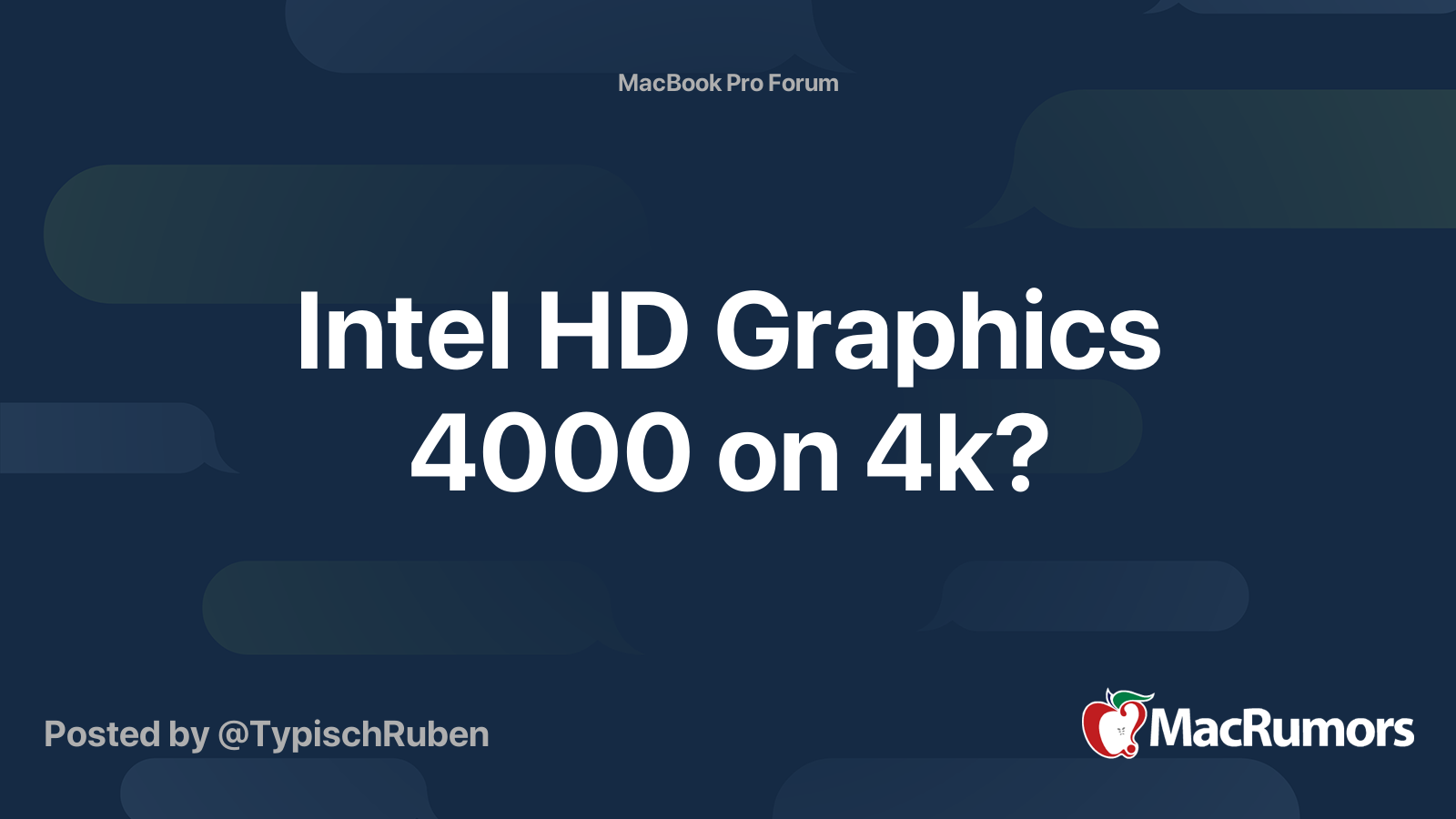 Intel HD Graphics 4000 on 4k MacRumors Forums