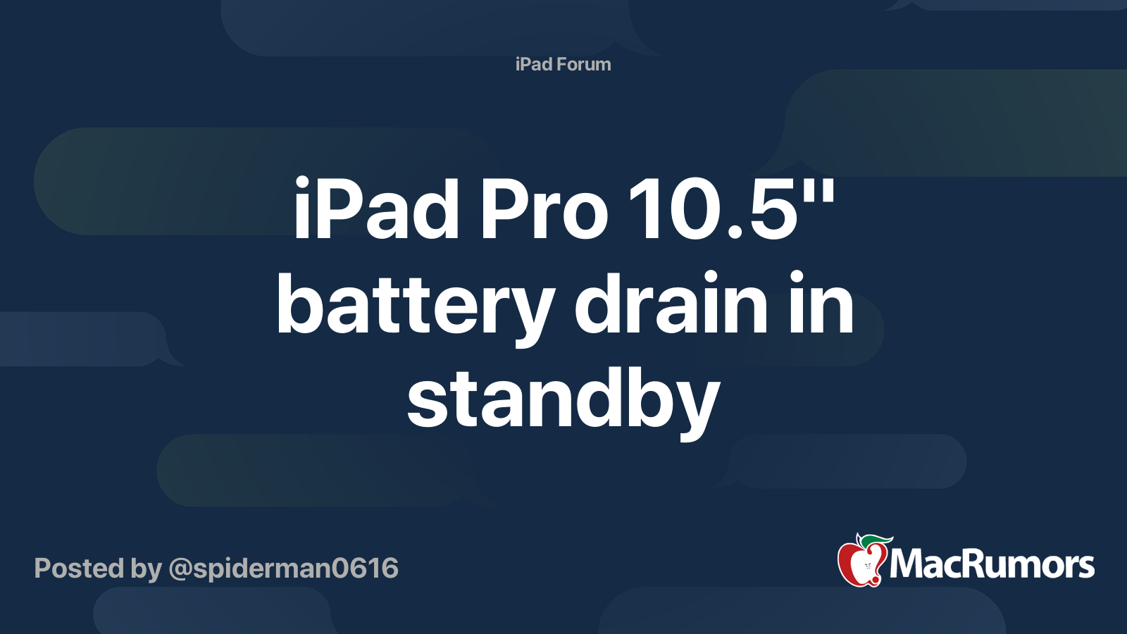 Ipad Pro 10 5 Battery Drain In Standby Macrumors Forums