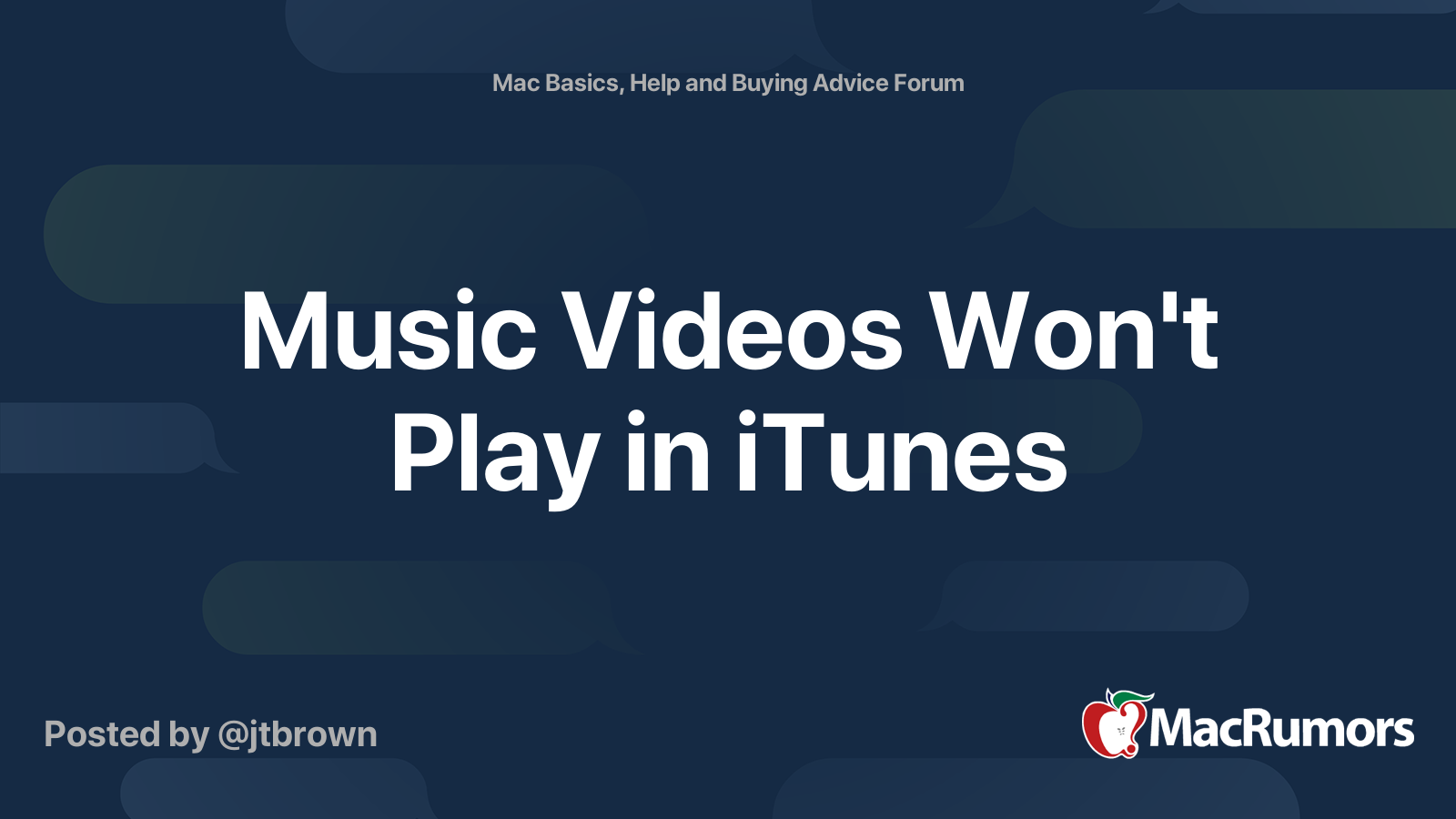 Music Videos Won't Play in iTunes MacRumors Forums