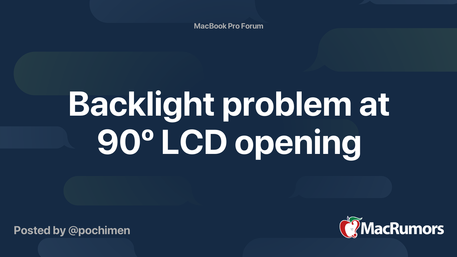 Backlight problem at 90º LCD opening MacRumors Forums