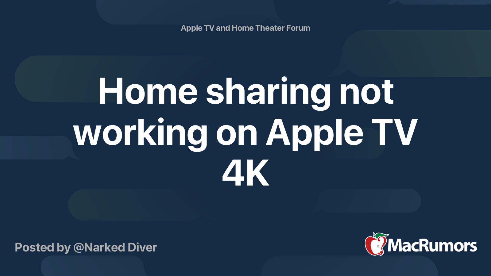 Home sharing not working on Apple TV 4K | MacRumors Forums