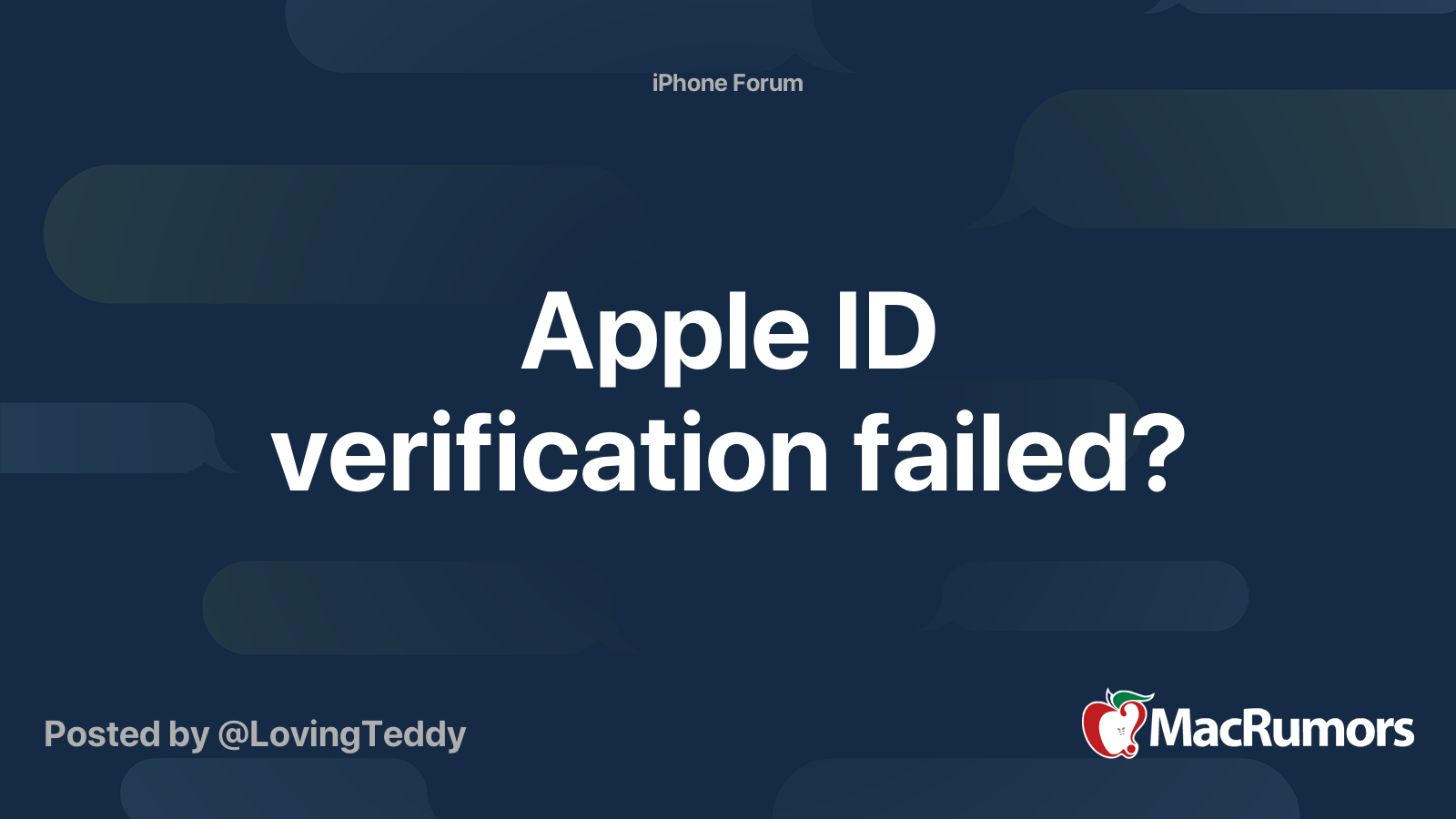 Apple ID verification failed? | MacRumors Forums