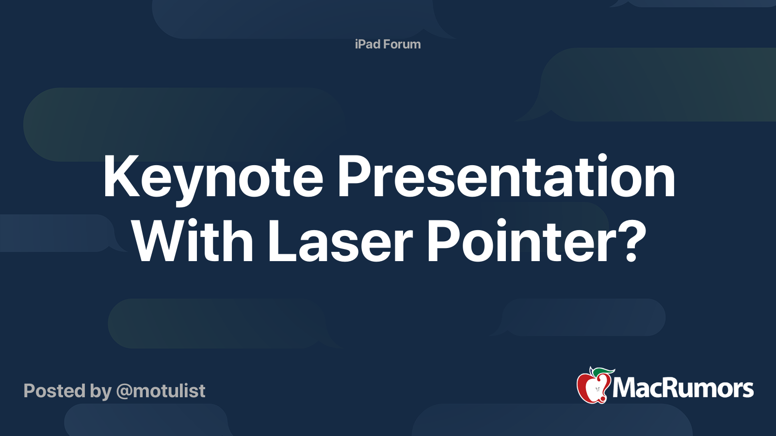 Keynote Presentation With Laser Pointer? MacRumors Forums
