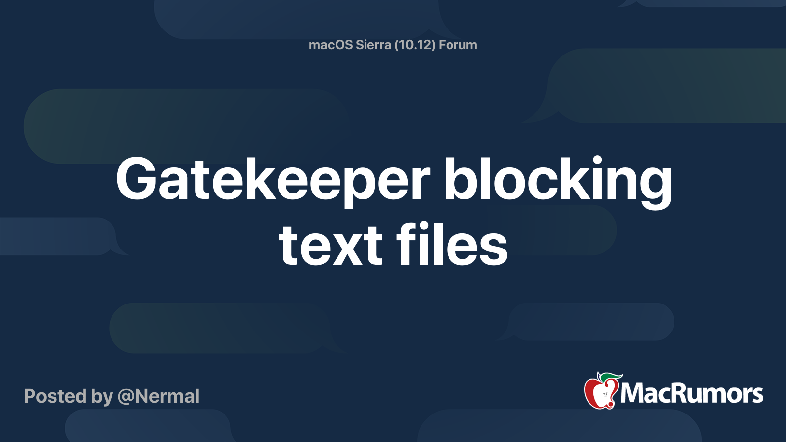Gatekeeper blocking text files | MacRumors Forums