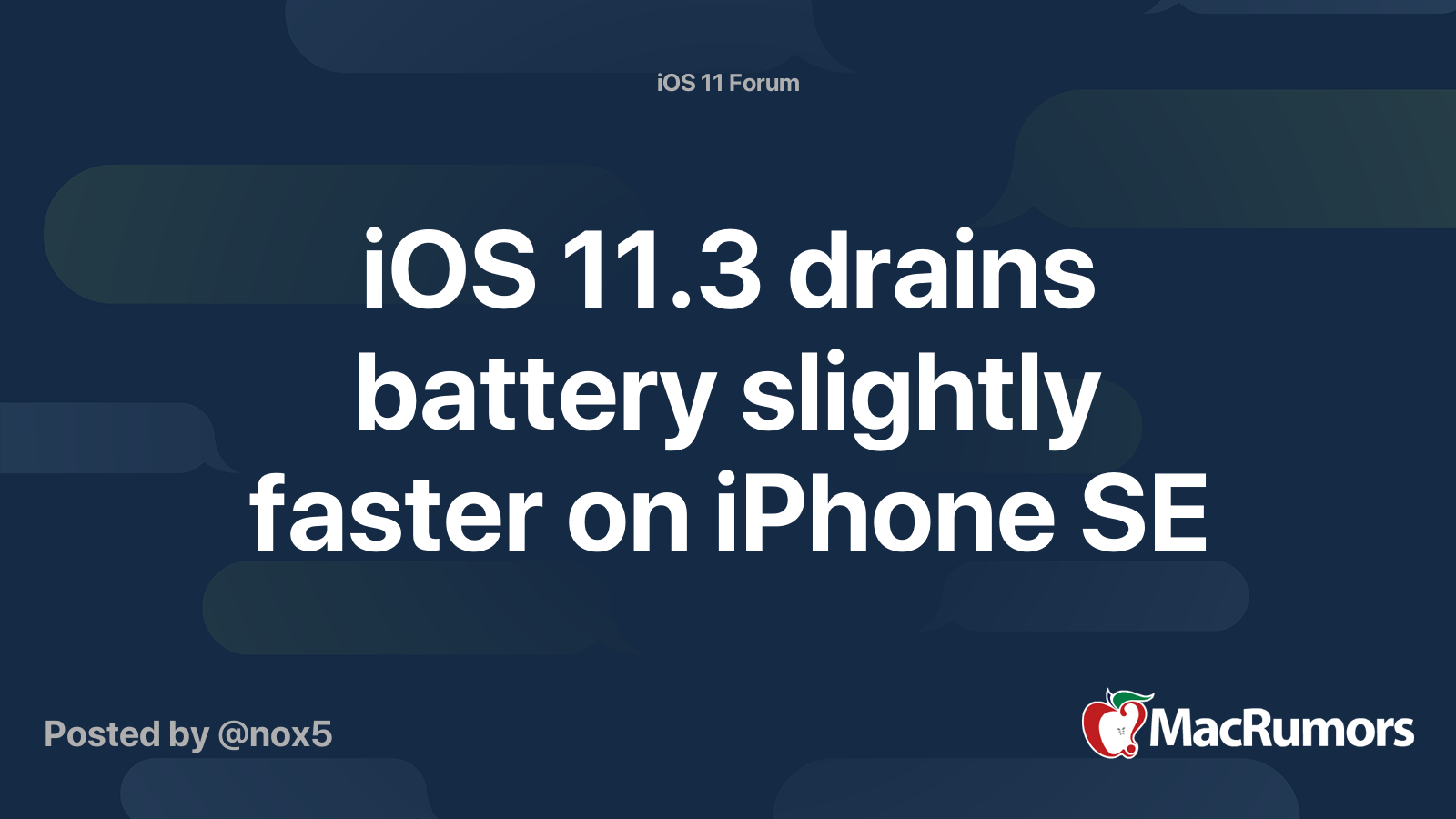 iOS 11.3 drains battery slightly faster on iPhone SE MacRumors Forums