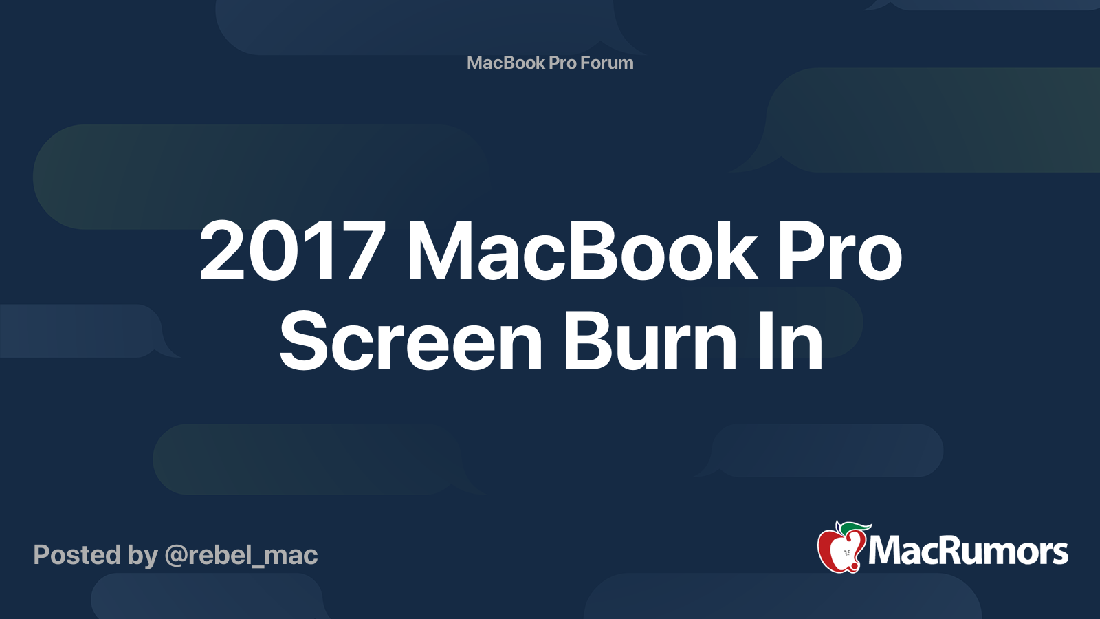 2017 MacBook Pro Screen Burn In MacRumors Forums