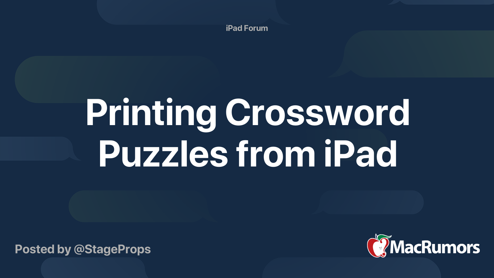 Printing Crossword Puzzles from iPad MacRumors Forums