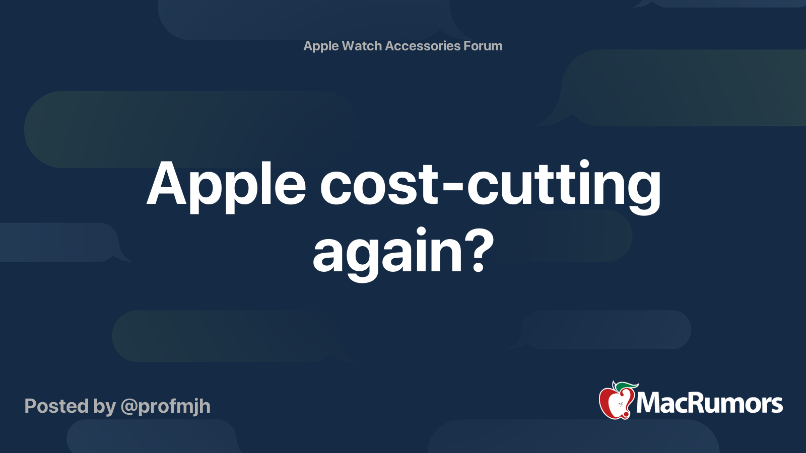 Apple costcutting again? MacRumors Forums