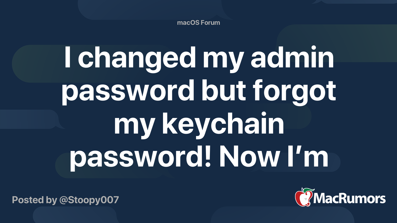 I changed my admin password but my keychain password! Now I’m