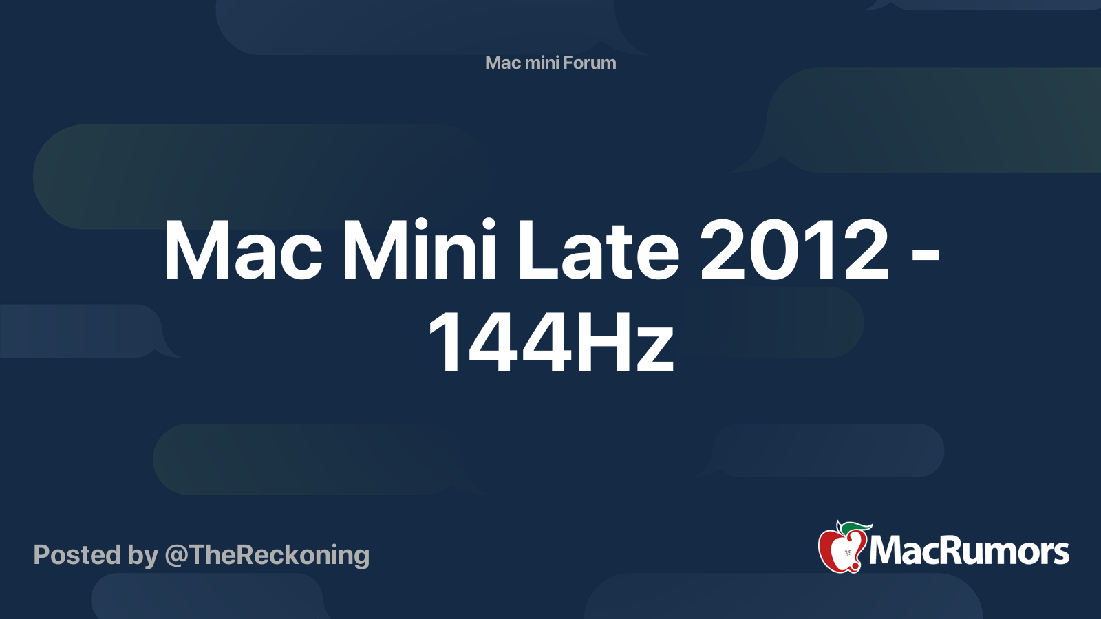 Mac Mini Late 12 144hz Macrumors Forums