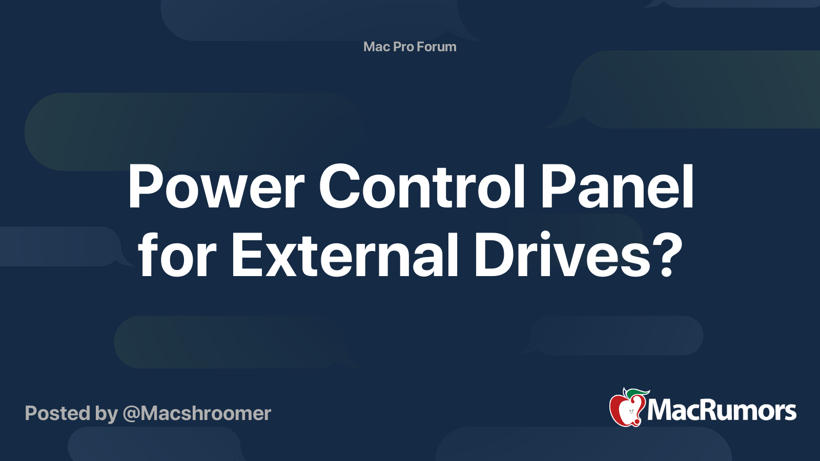 Power Control Panel for External Drives? MacRumors Forums