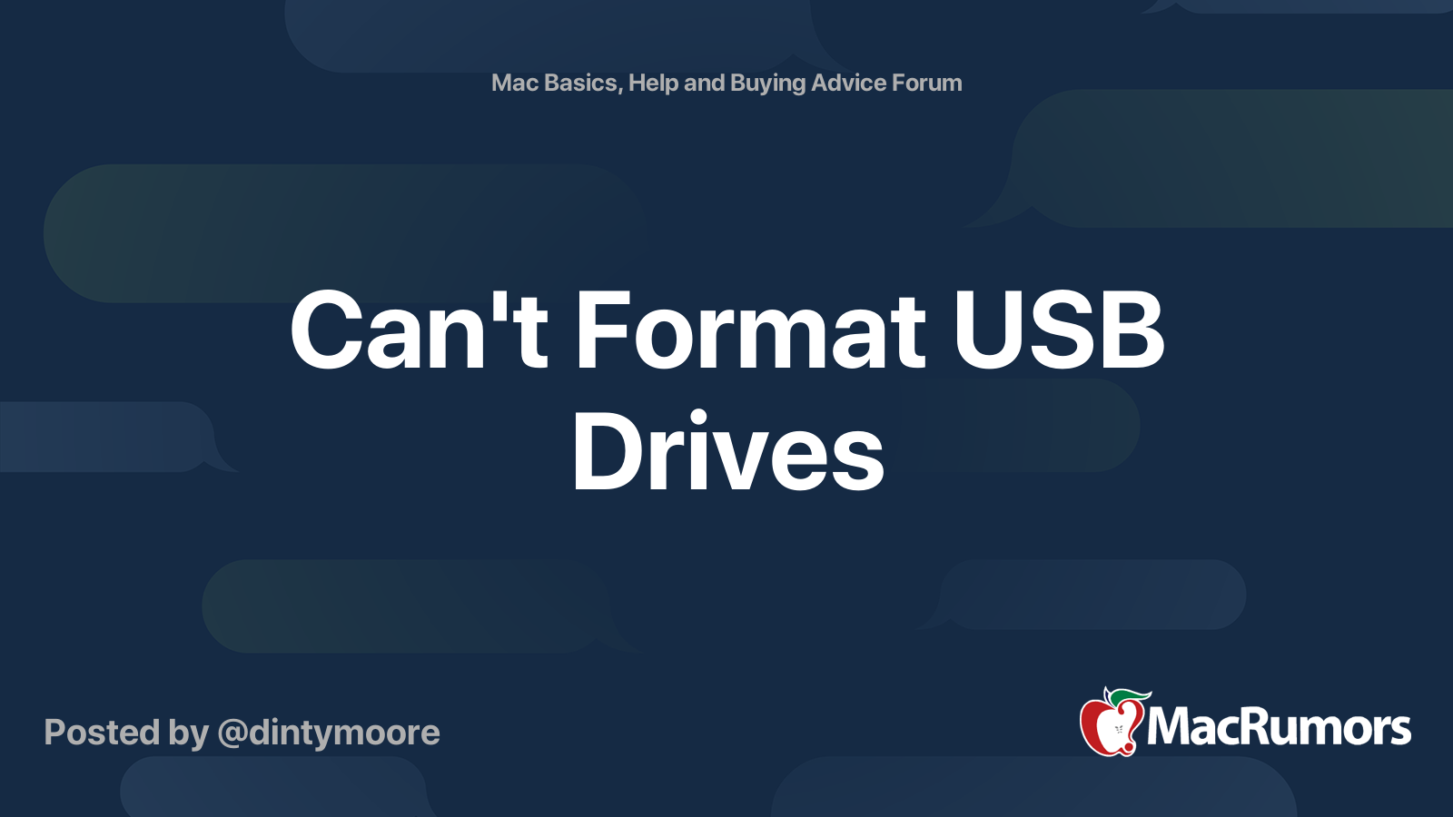 Can t Format USB Drives MacRumors Forums