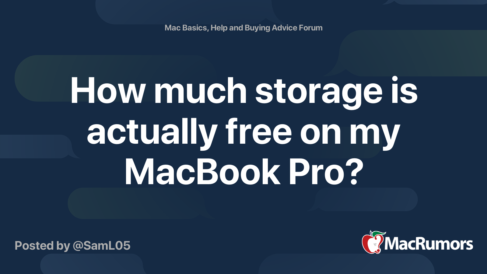 How much storage is actually free on my MacBook Pro? MacRumors Forums
