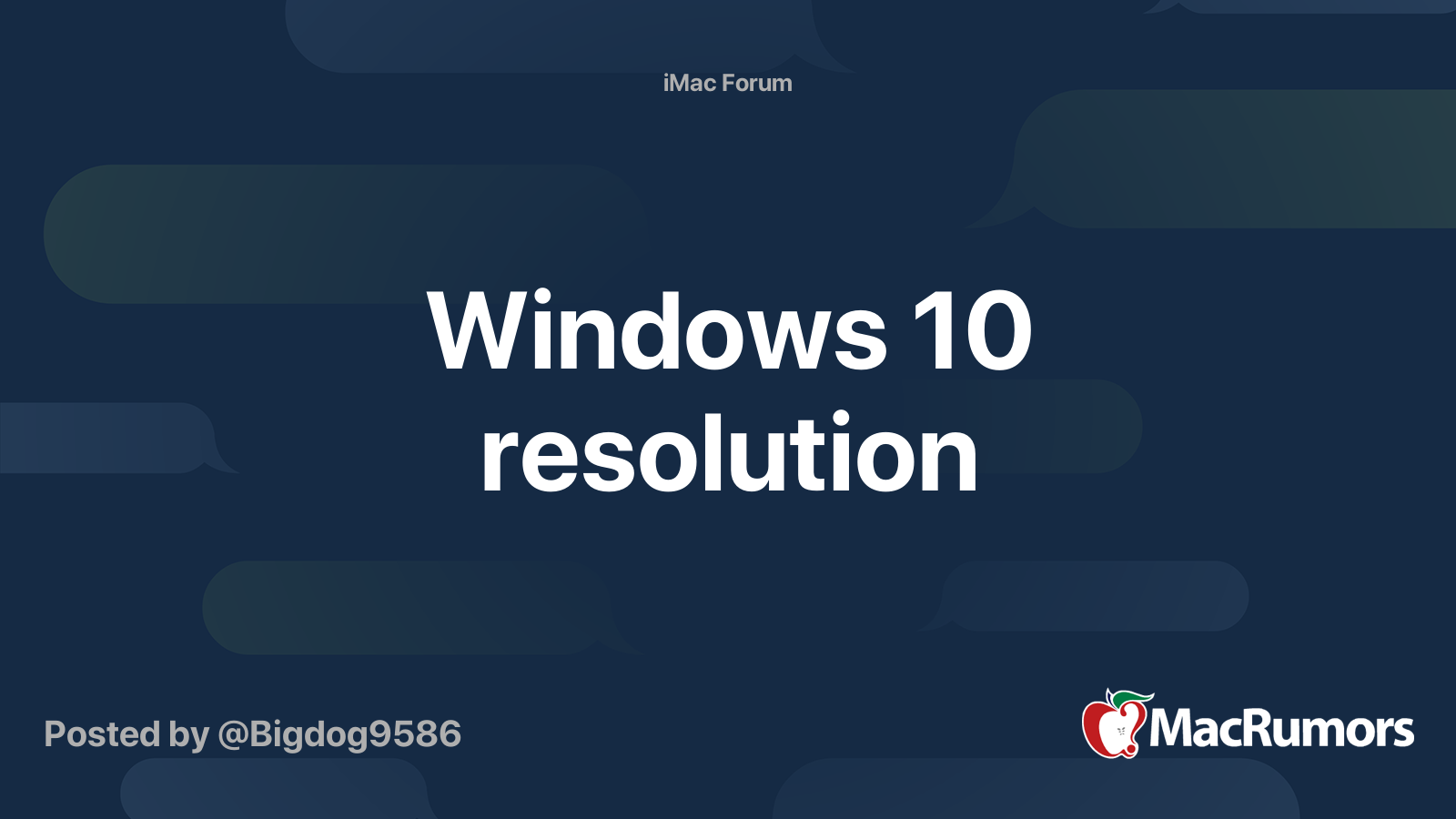 Windows 10 resolution | MacRumors Forums