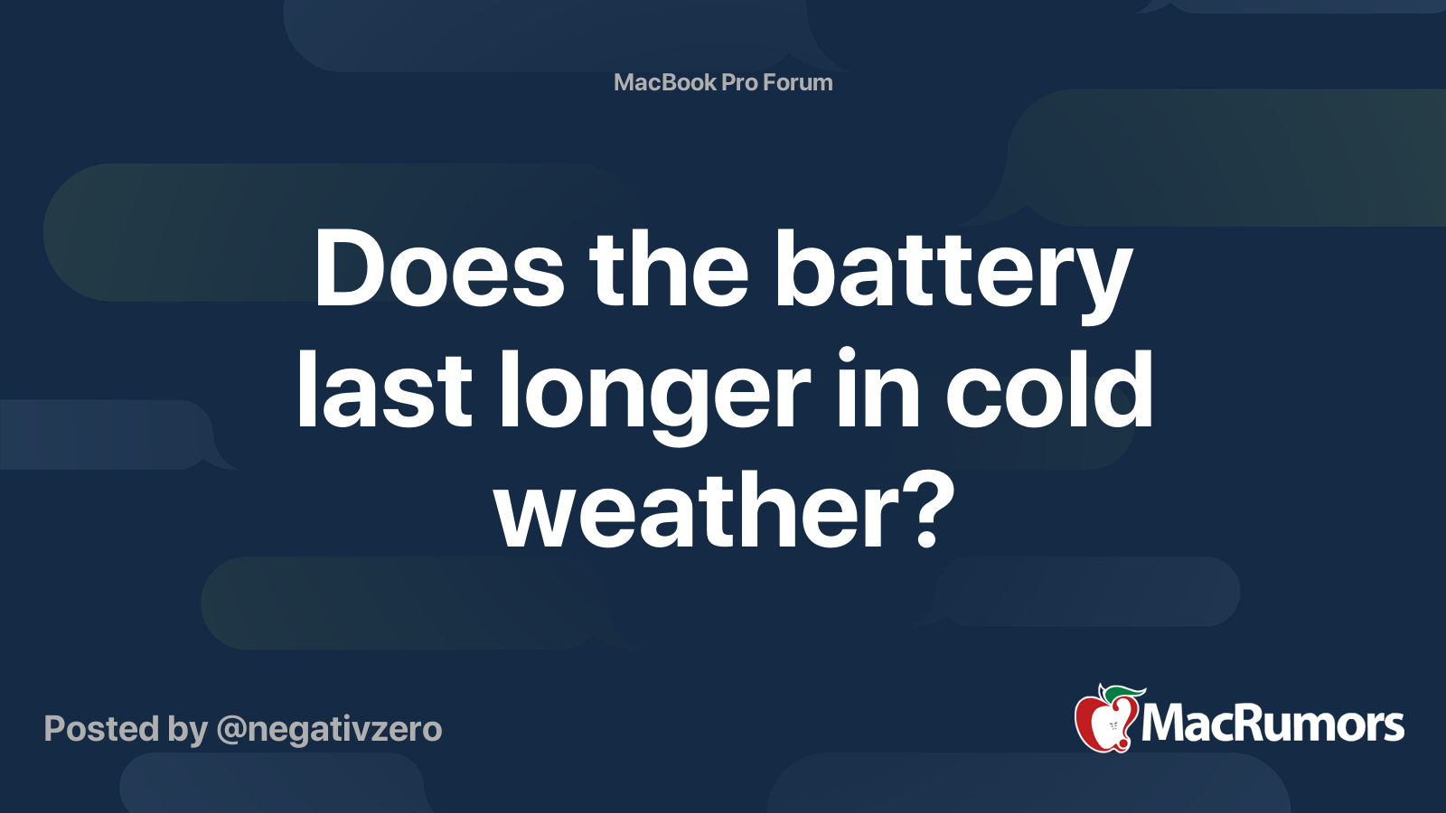 Does the battery last longer in cold weather? MacRumors Forums