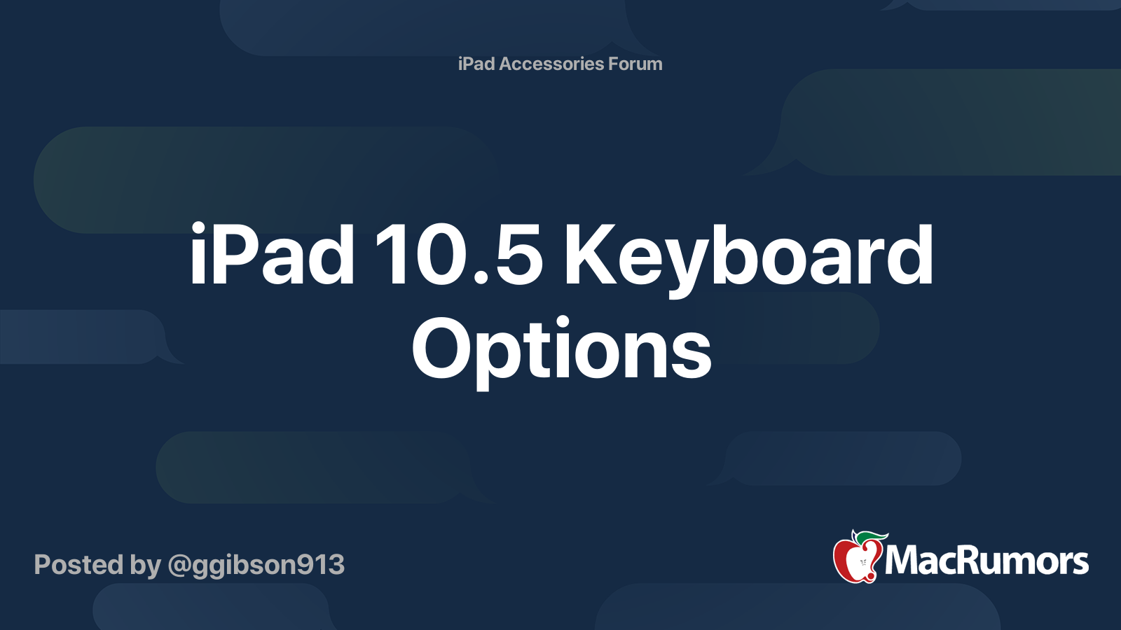 iPad 10.5 Keyboard Options | MacRumors Forums
