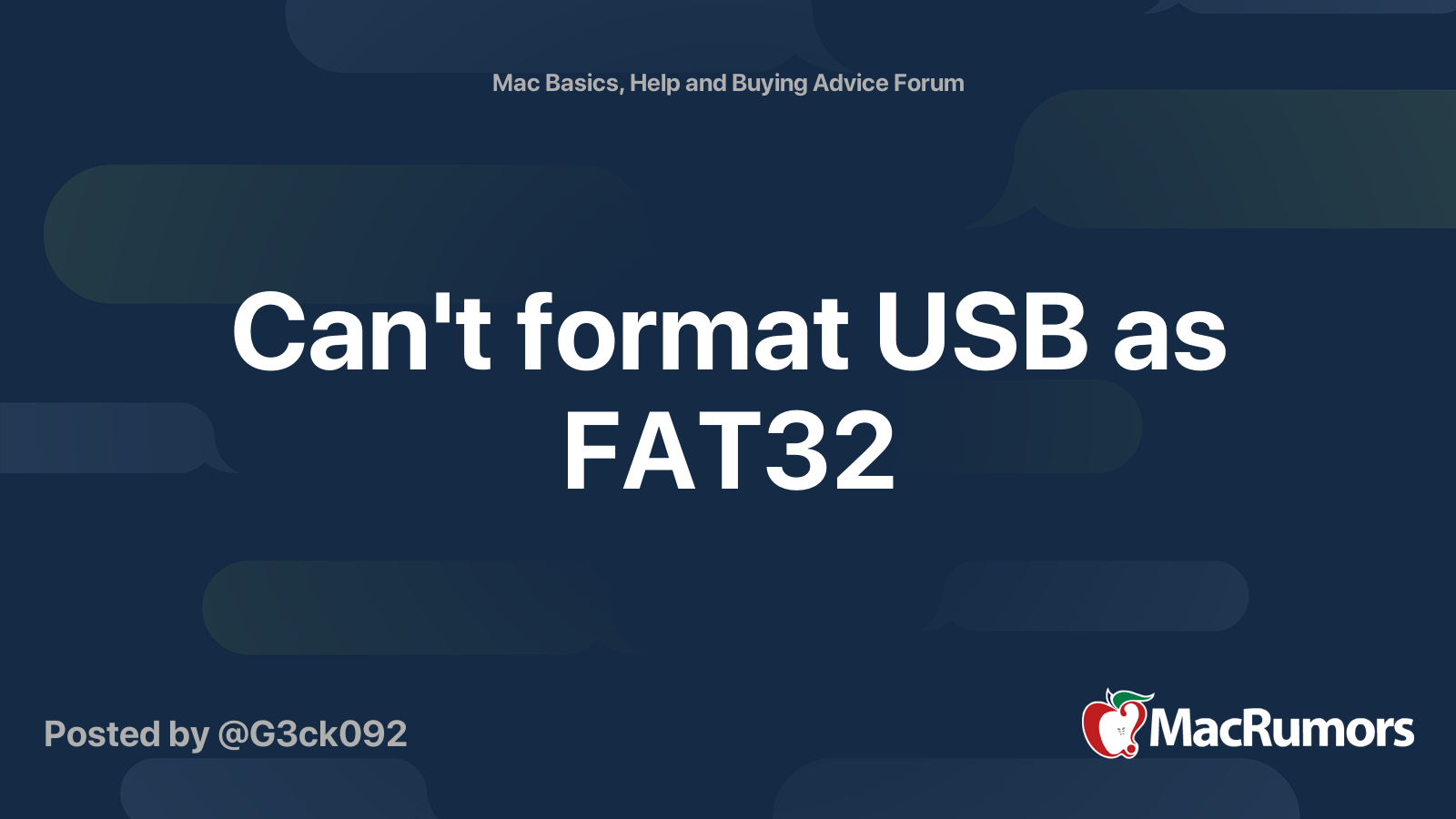Can t Format USB As FAT32 MacRumors Forums