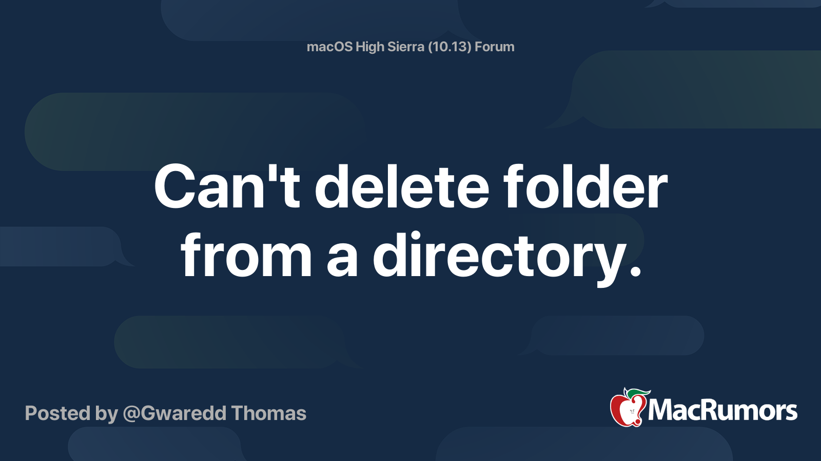 Can t Delete Folder From A Directory MacRumors Forums