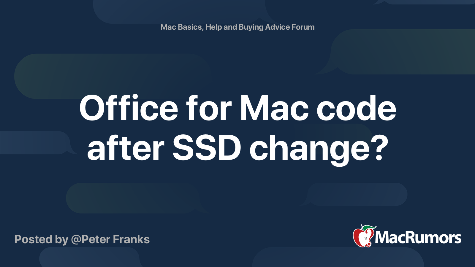 Office for Mac code after SSD change? MacRumors Forums