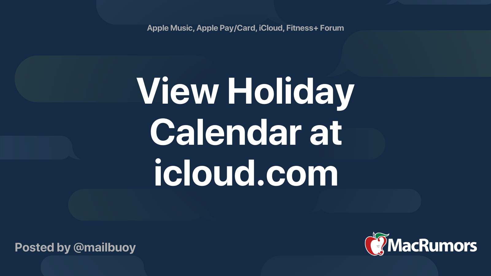 View Holiday Calendar at icloud.com | MacRumors Forums
