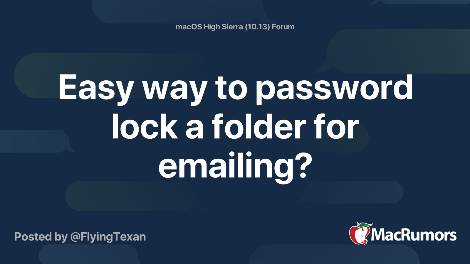 Easy Way To Password Lock A Folder For Emailing MacRumors Forums