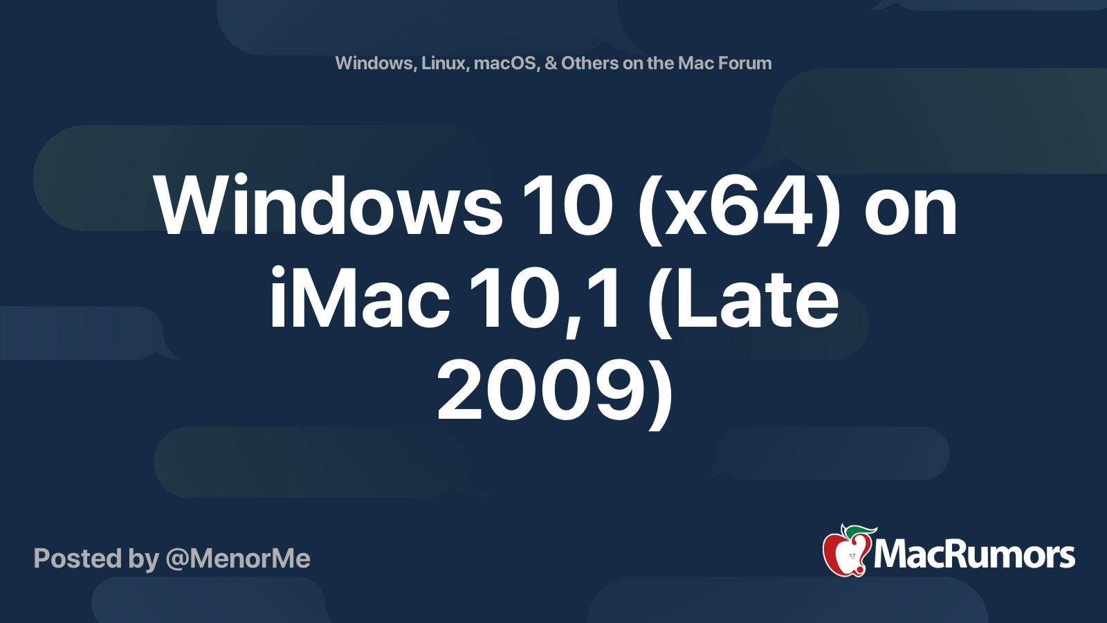 Windows 10 (x64) on iMac 10,1 (Late 2009) | MacRumors Forums