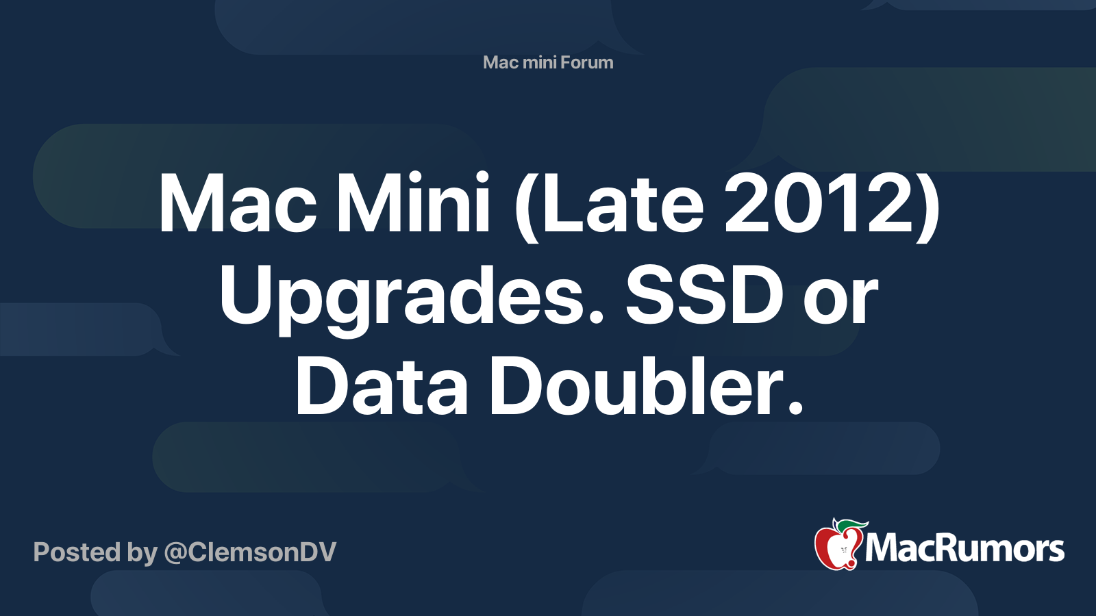 Mac Mini (Late 2012) Upgrades. SSD or Data Doubler. | MacRumors Forums