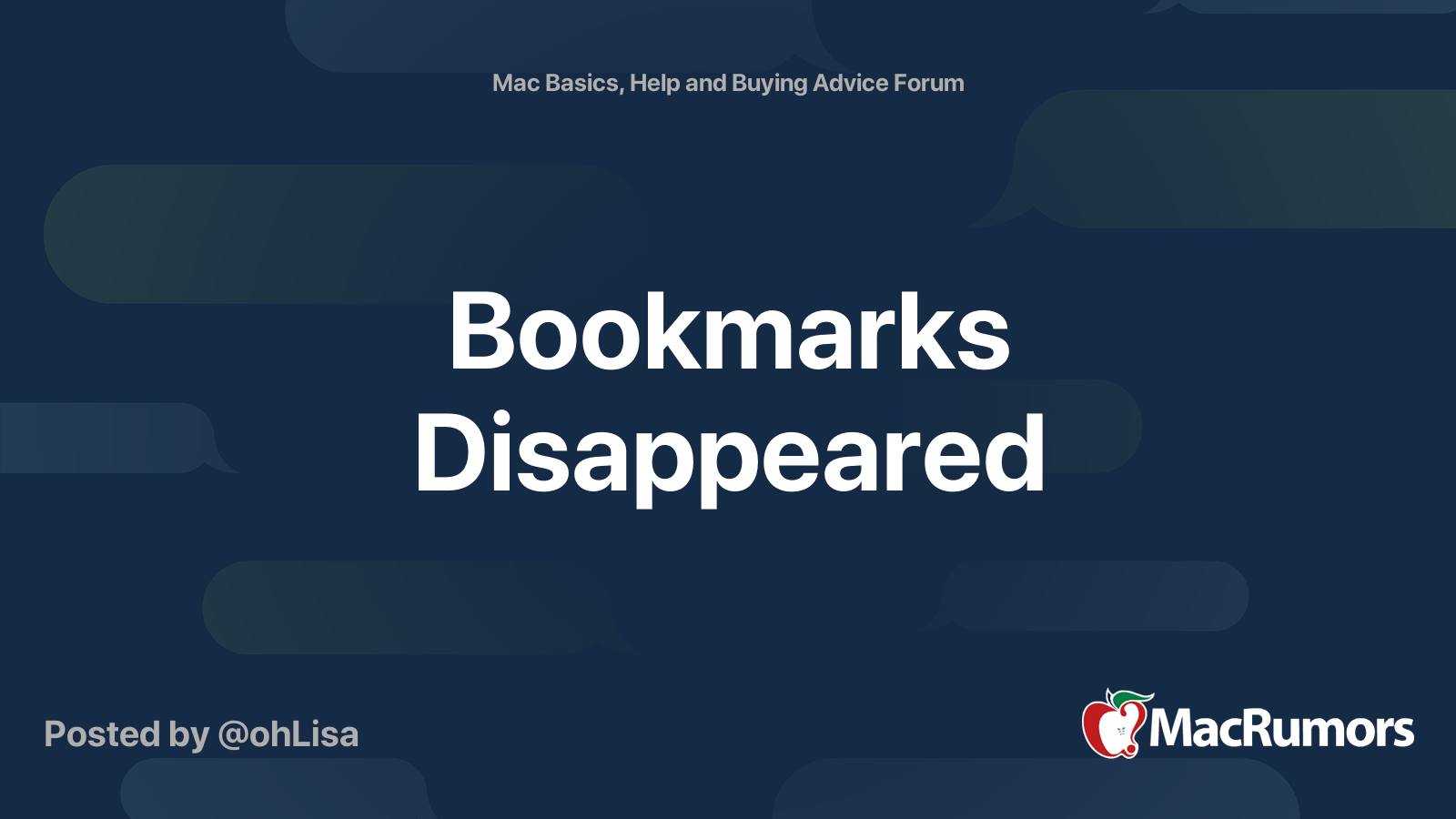 Bookmarks Disappeared MacRumors Forums