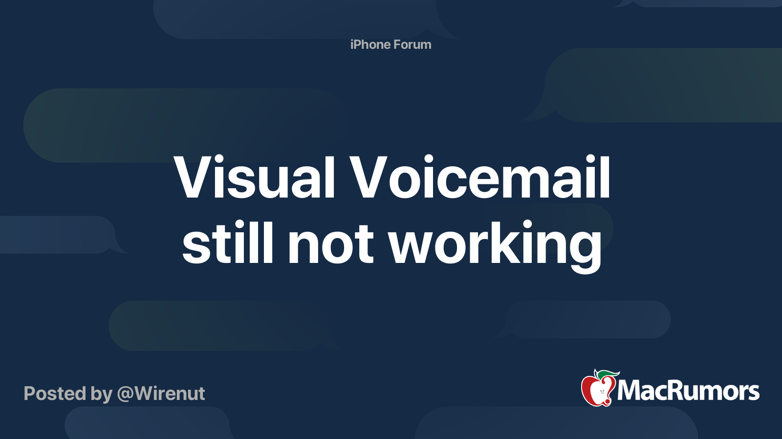 Visual Voicemail still not working | MacRumors Forums