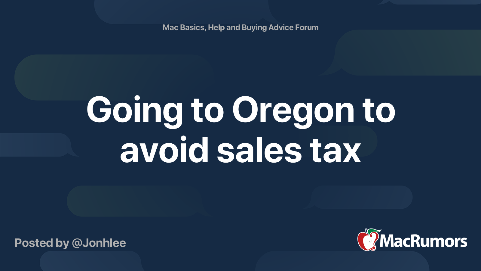 Going to Oregon to avoid sales tax MacRumors Forums