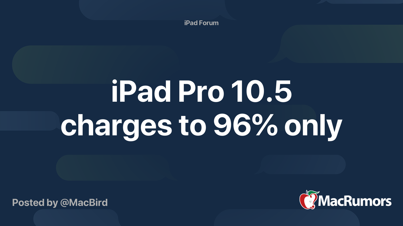 Ipad Pro 10 5 Charges To 96 Only Macrumors Forums