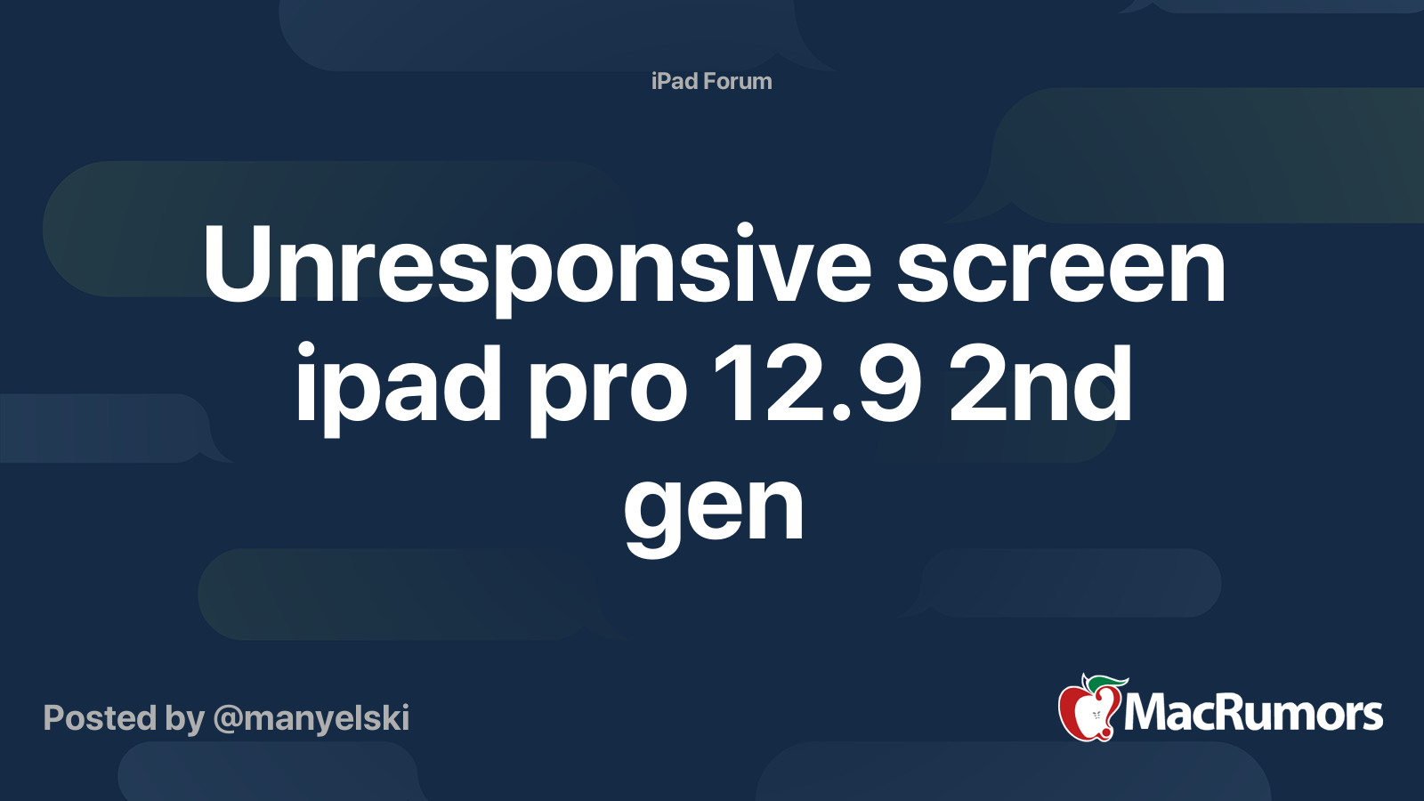 Unresponsive Screen Ipad Pro 12 9 2nd Gen Macrumors Forums