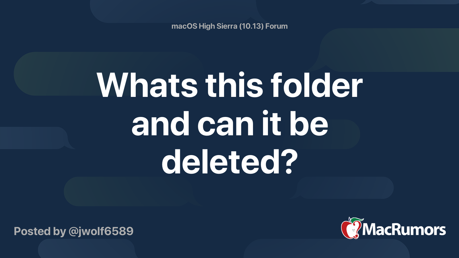 Whats this folder and can it be deleted? | MacRumors Forums
