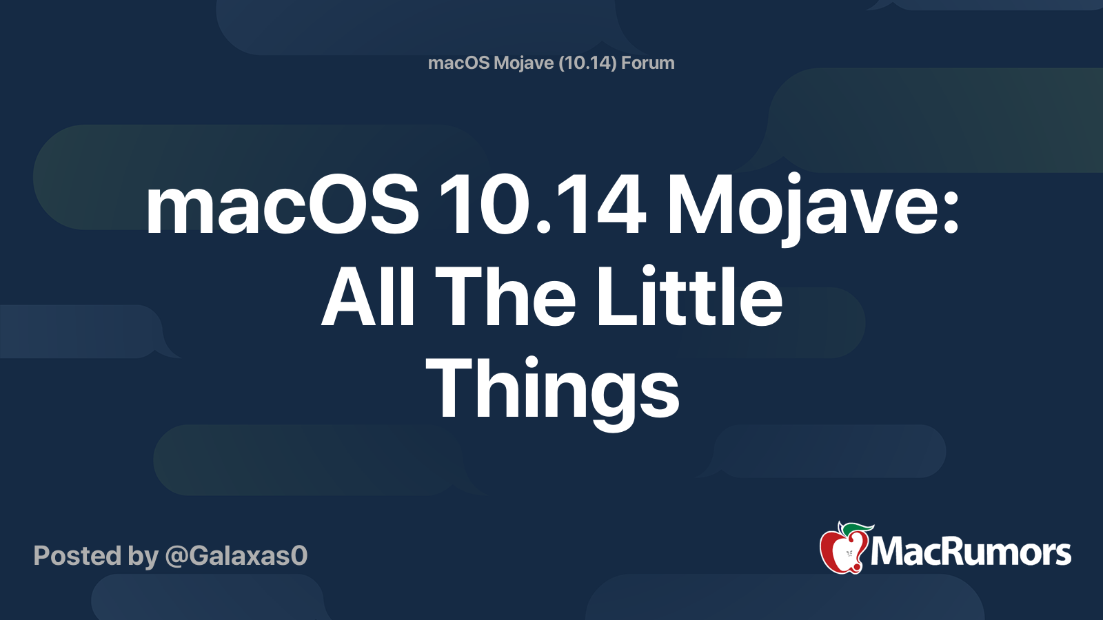macOS 10.14 Mojave: All The Little Things | MacRumors Forums