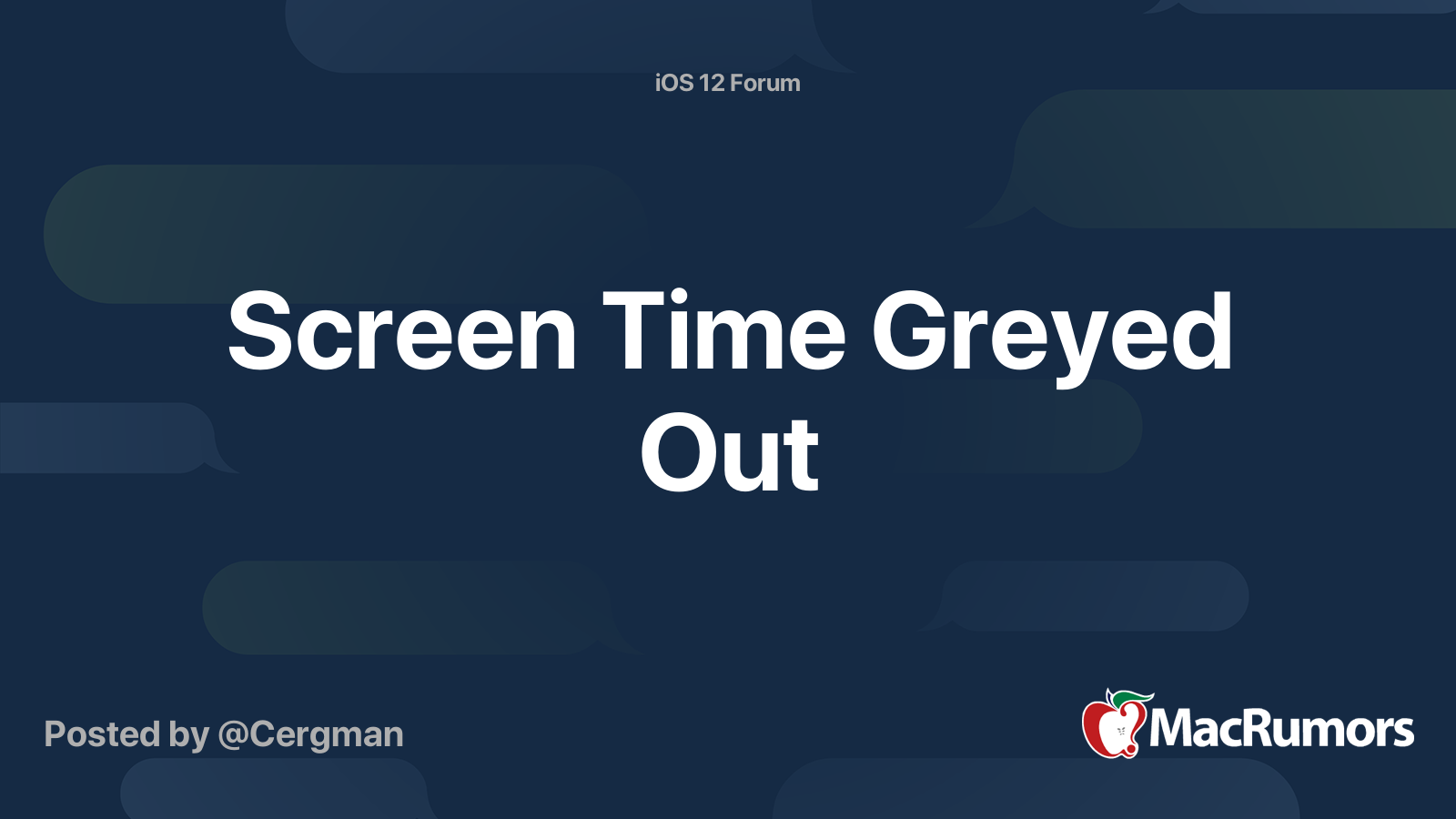 Screen Time Greyed Out MacRumors Forums
