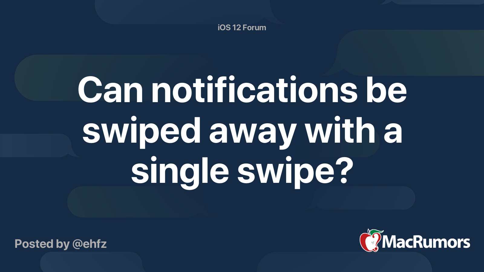 Can notifications be swiped away with a single swipe? | MacRumors ...