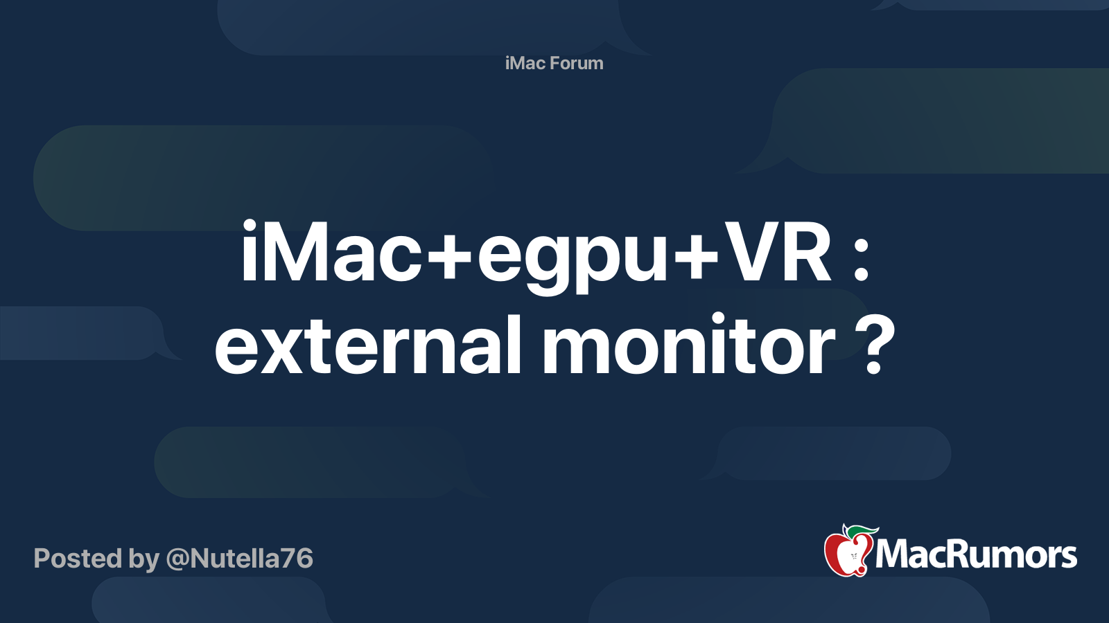 iMac+egpu+VR : external monitor ? | MacRumors Forums