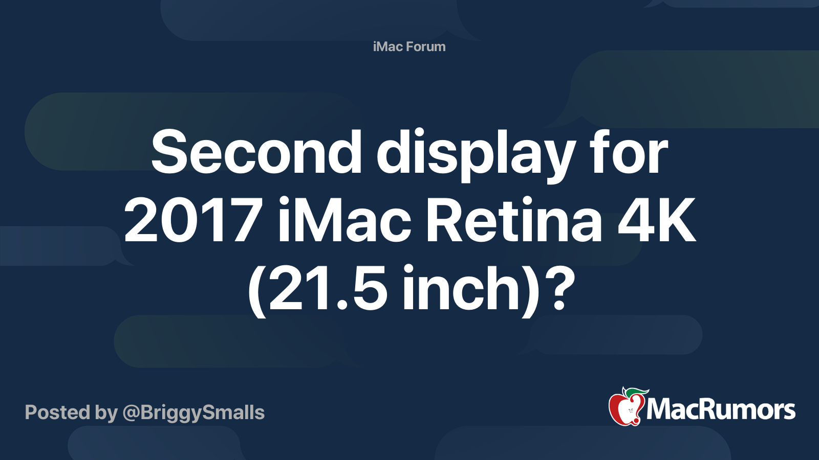 Second display for 2017 iMac Retina 4K (21.5 inch)? | MacRumors Forums