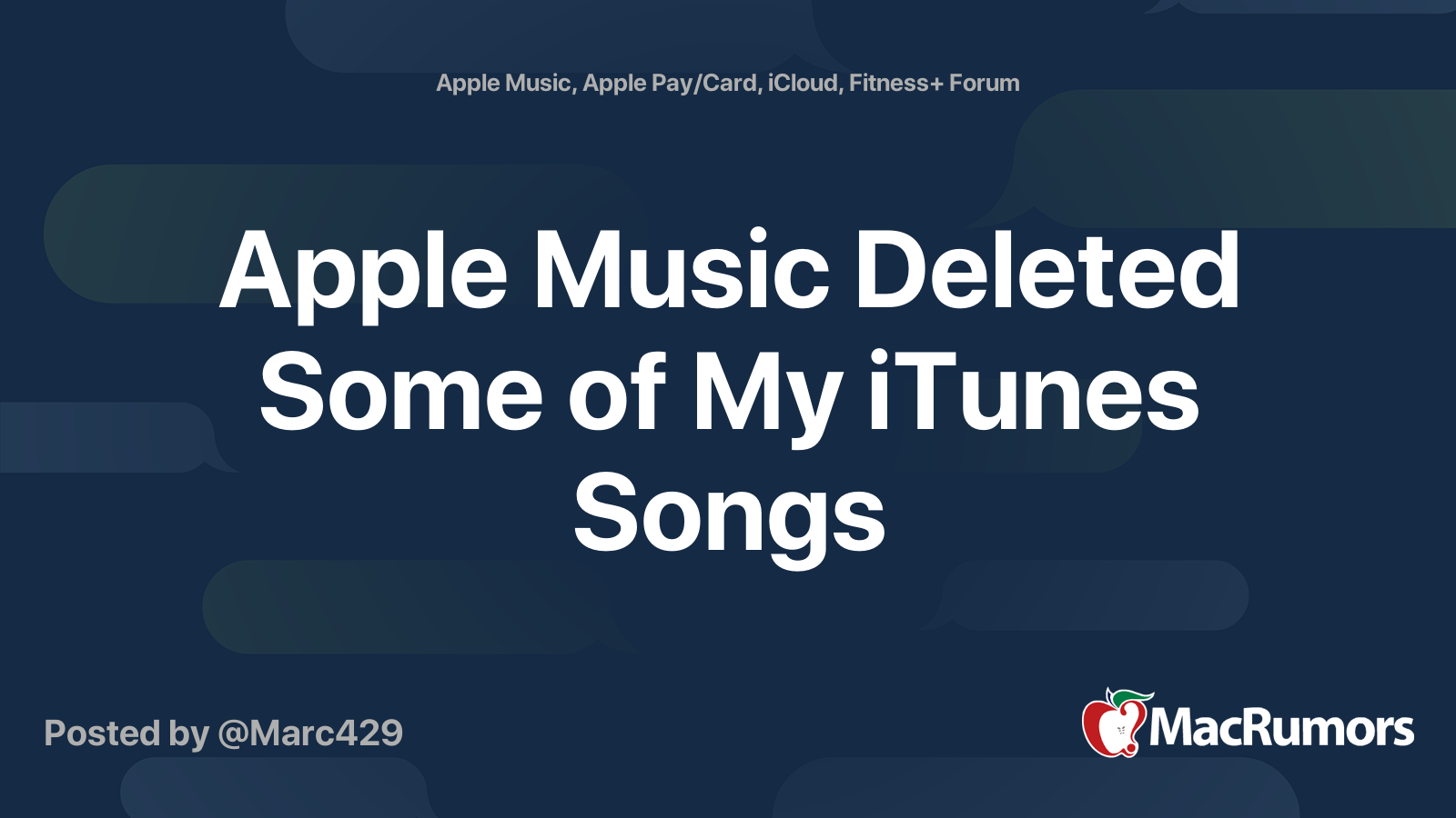 Apple Music Deleted Some of My iTunes Songs | MacRumors Forums