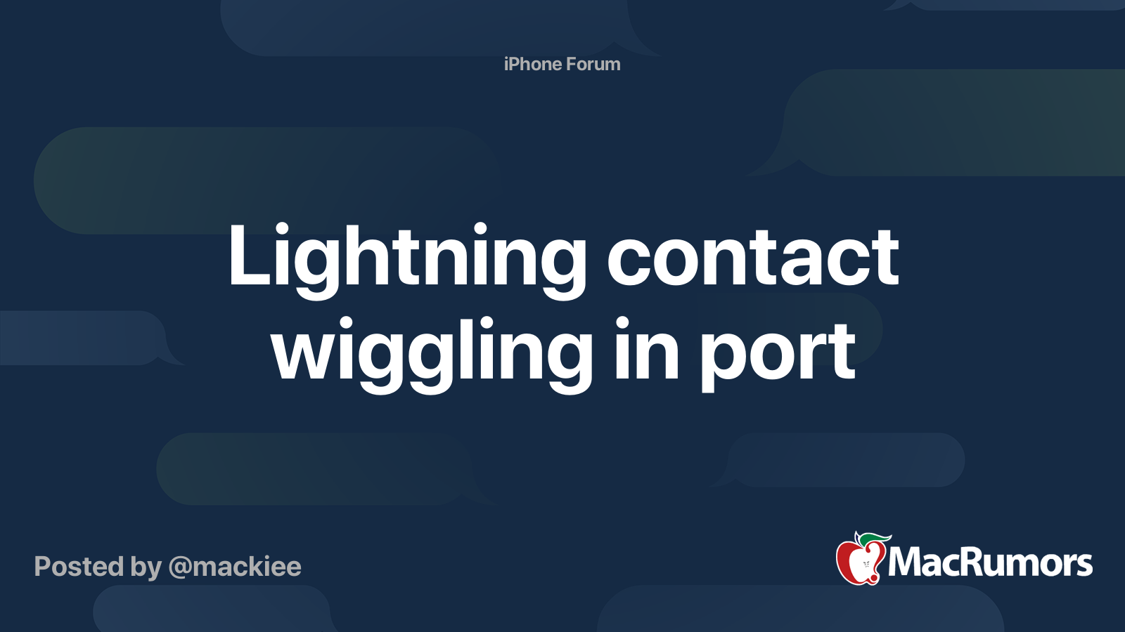 Lightning contact wiggling in port MacRumors Forums
