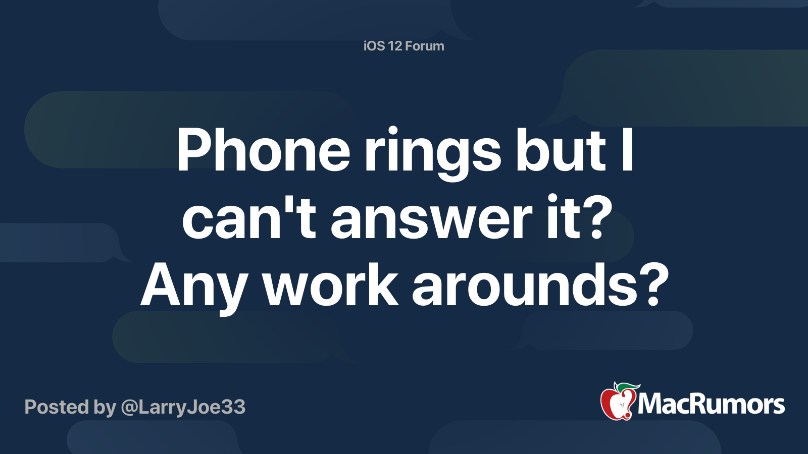 Phone rings but I can't answer it? Any work arounds? MacRumors Forums