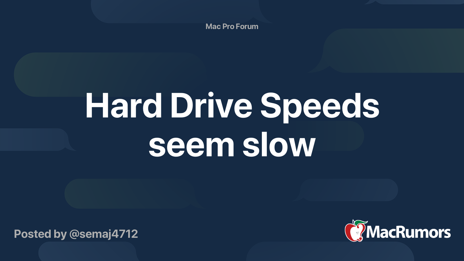 Hard Drive Speeds seem slow MacRumors Forums