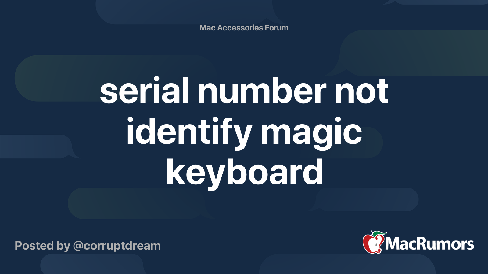 serial number not identify magic keyboard | MacRumors Forums