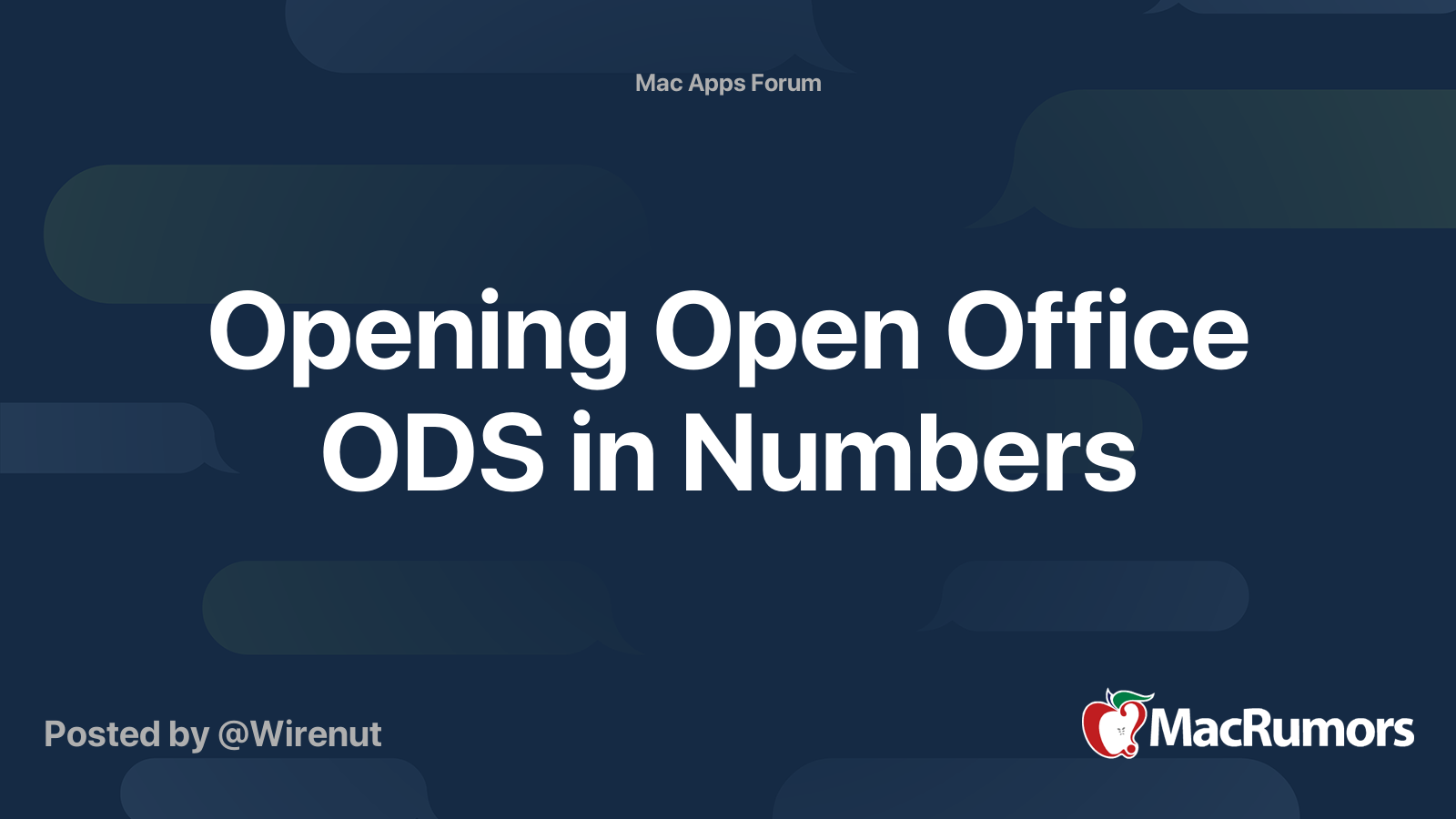 Opening Open Office ODS in Numbers MacRumors Forums