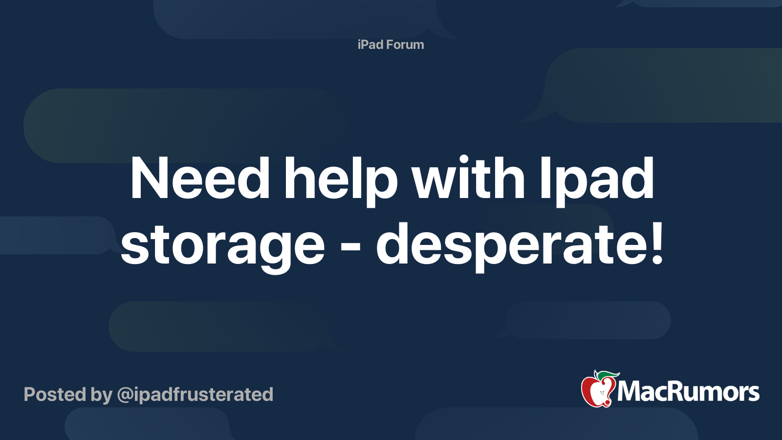 Need Help With Ipad Storage Desperate Macrumors Forums - roblox app data storage