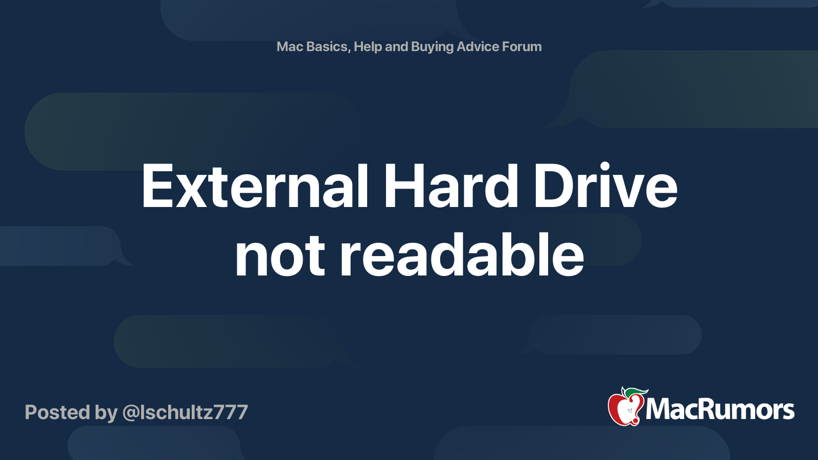External Hard Drive not readable MacRumors Forums