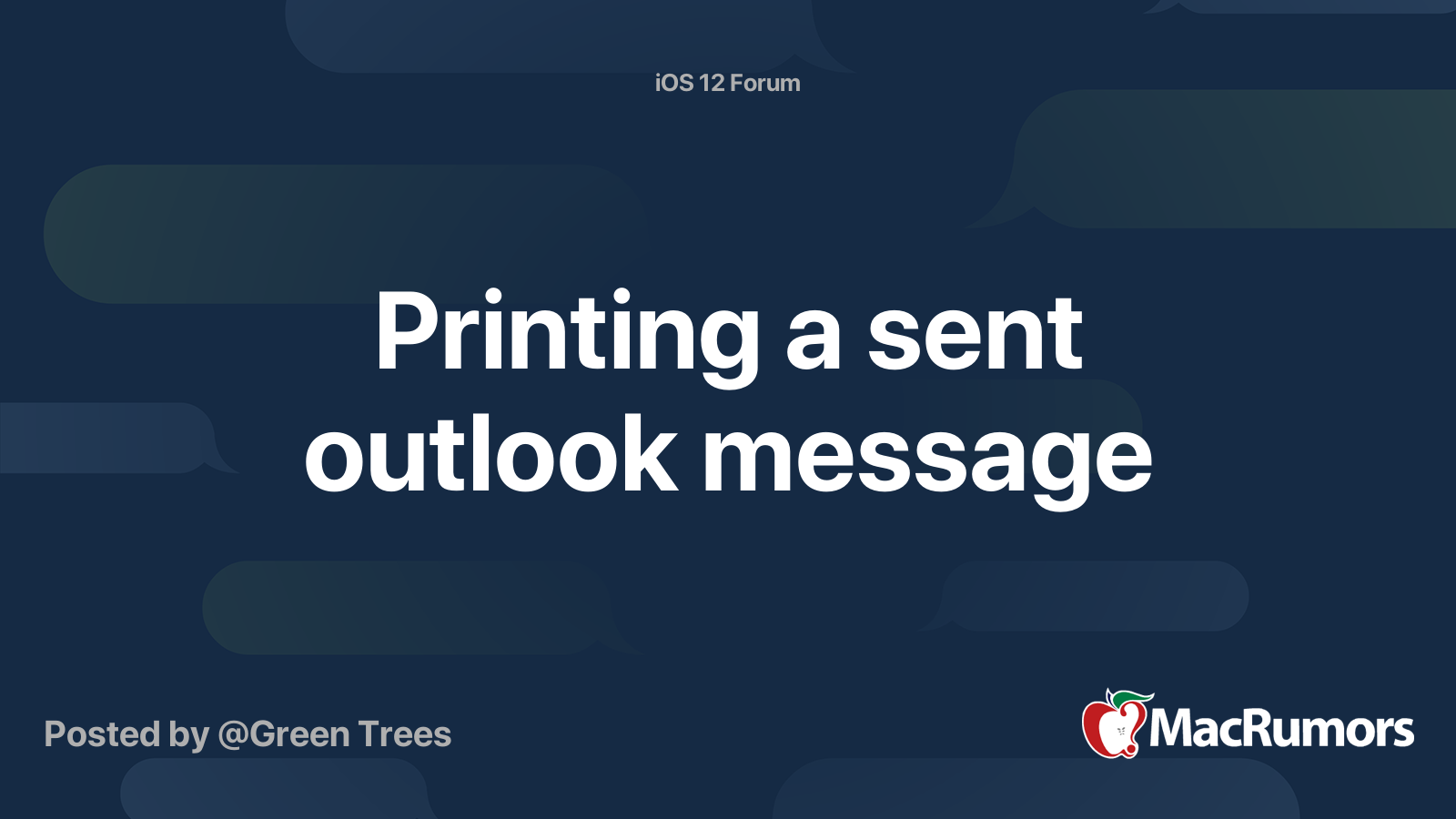 Printing a sent outlook message | MacRumors Forums