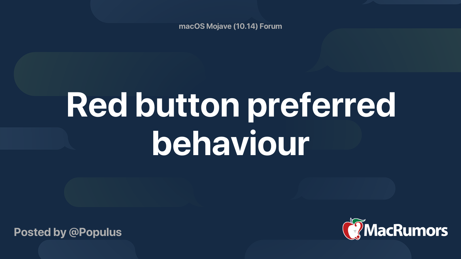 Red Button Preferred Behaviour Macrumors Forums
