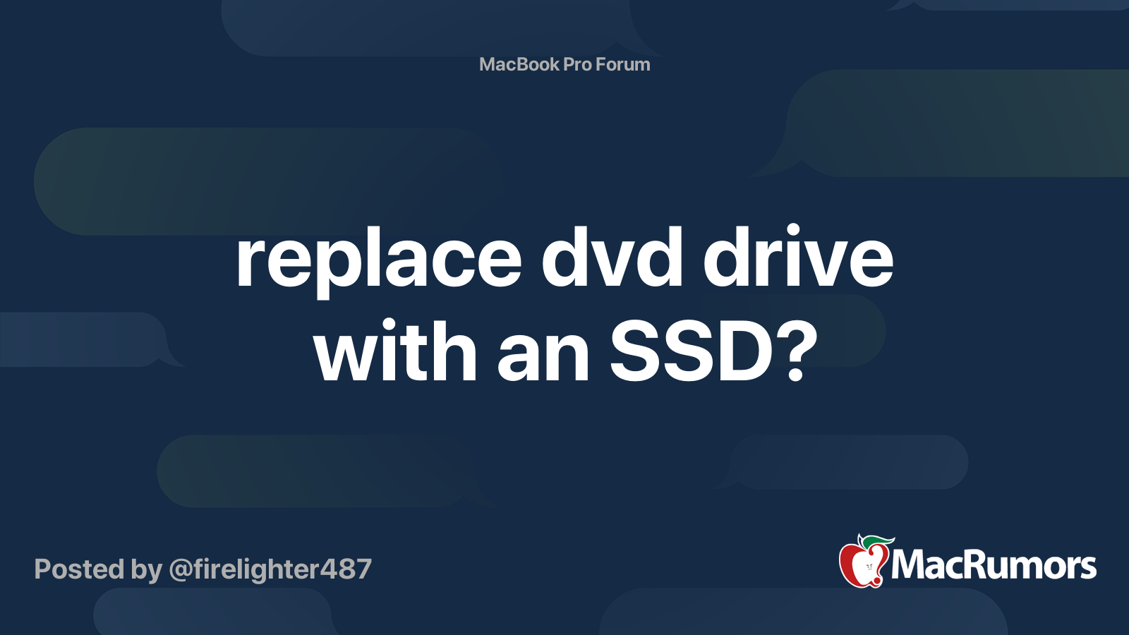 replace dvd drive with an SSD? MacRumors Forums