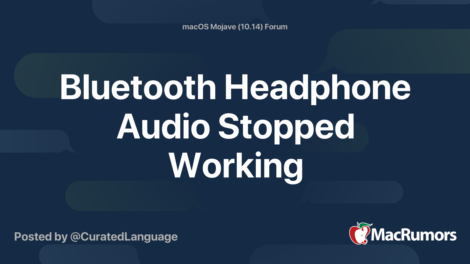 Bluetooth Headphone Audio Stopped Working MacRumors Forums